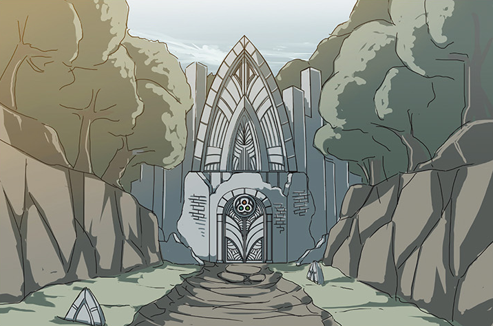 Concept art of spirit shrines 영웅전설 섬의 궤적 III
