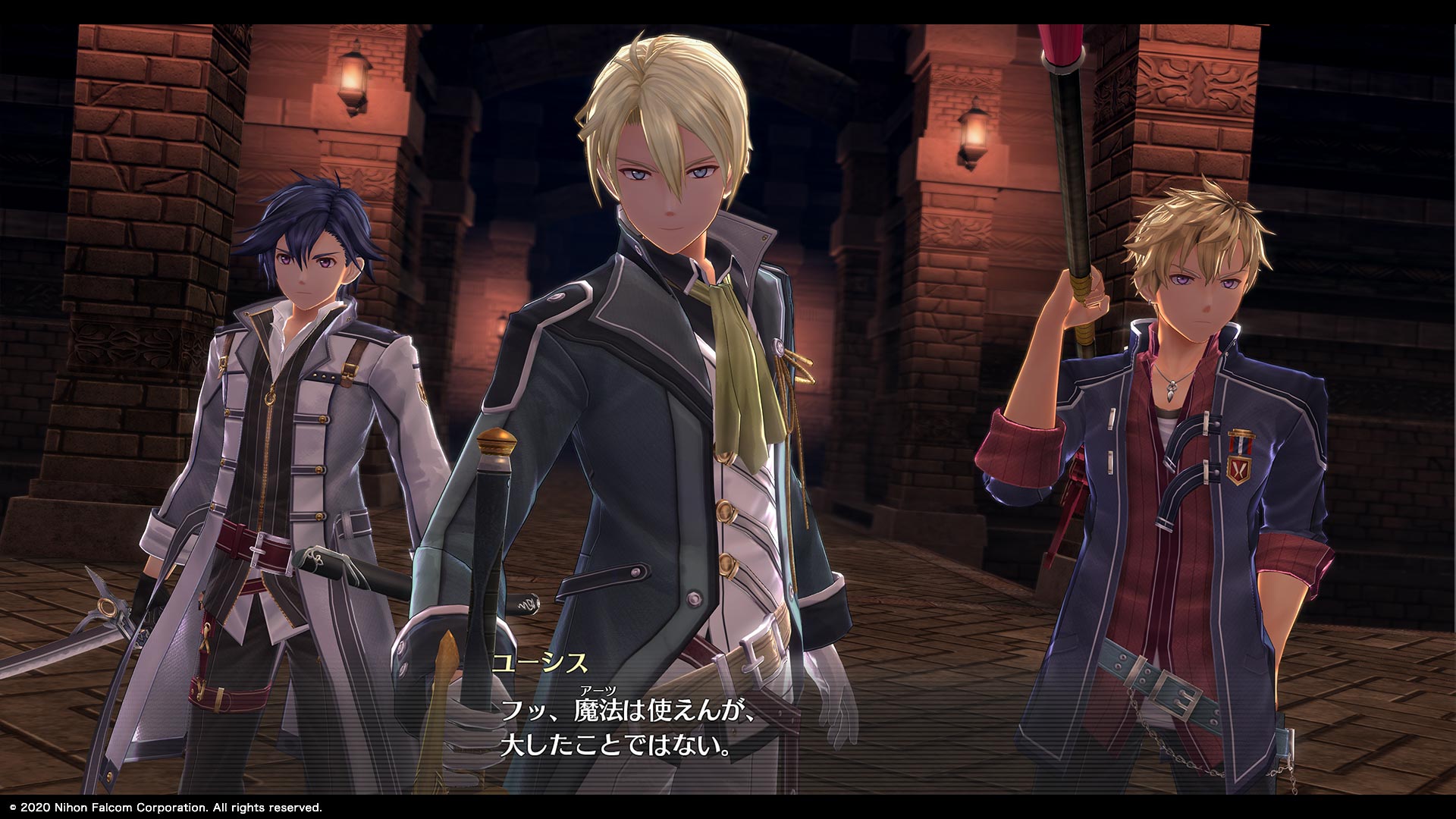 Promotional screenshot of Jusis with Rean Schwarzer and Ash Carbide