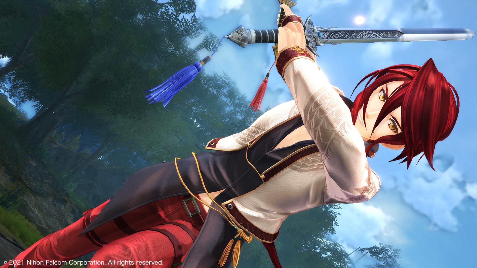 Promotional screenshot of Aaron Wei with his twin blades