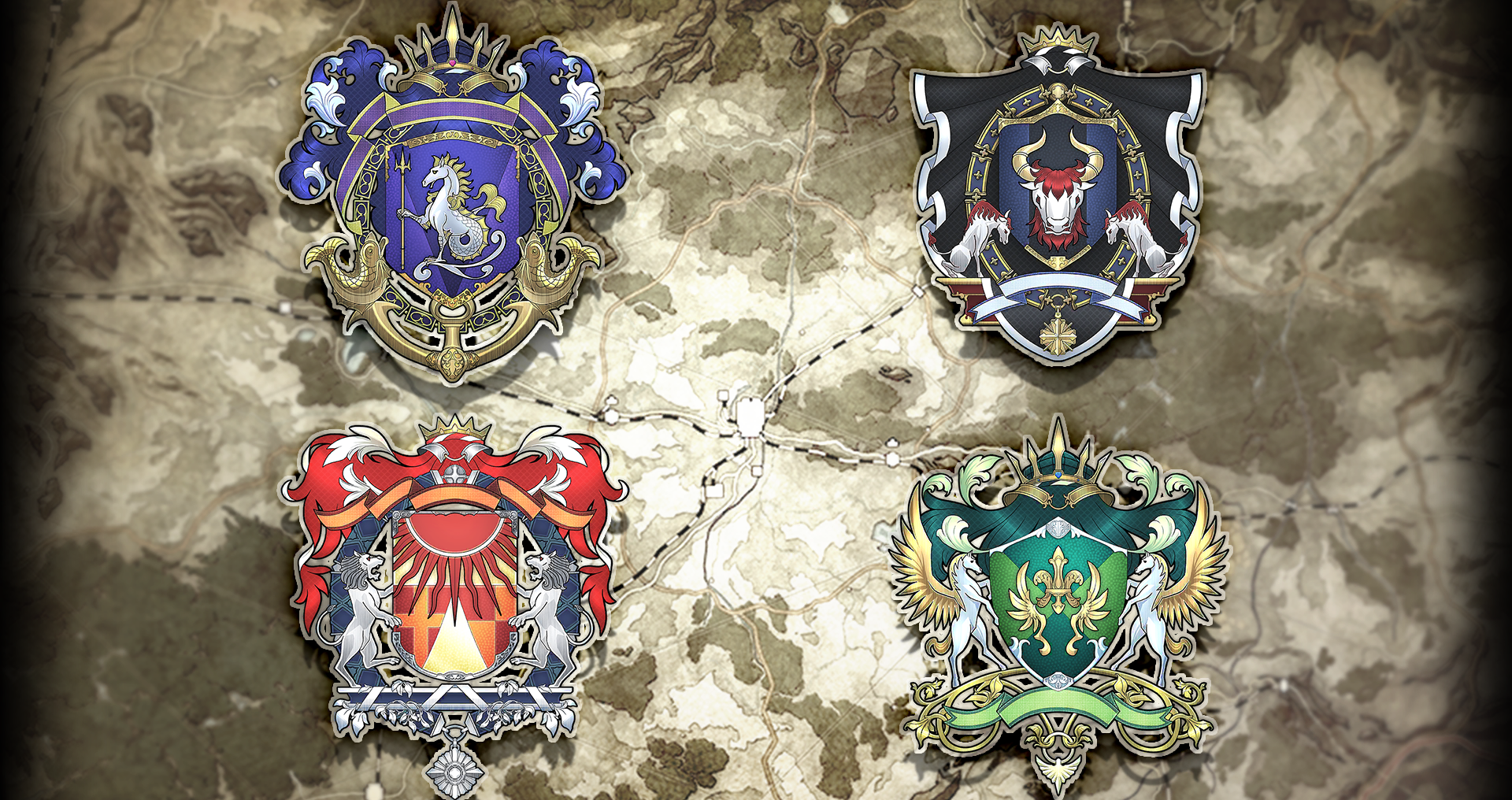 The four great house's domains of Erebonia.