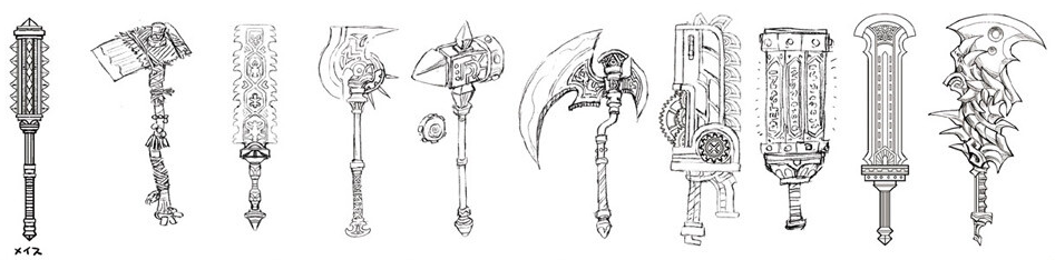 Nayuta's two-handed swords concept art