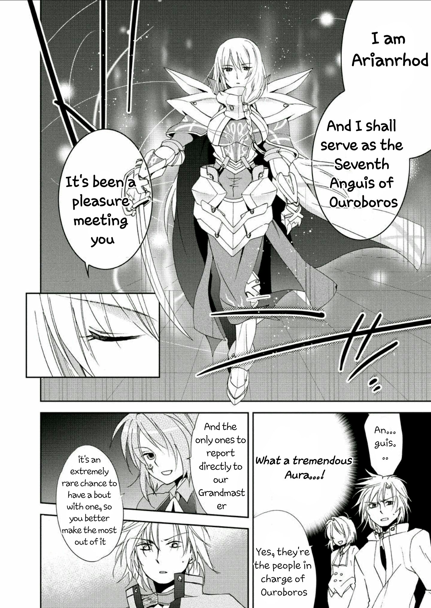 Leonhardt meets Arianrhod (Loewe Monogatari: Sora no Kiseki Gaiden, Chapter 4).