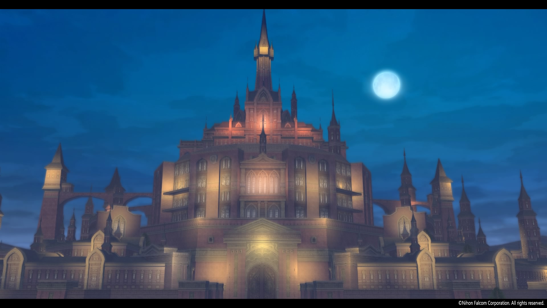 Valflame Palace at night