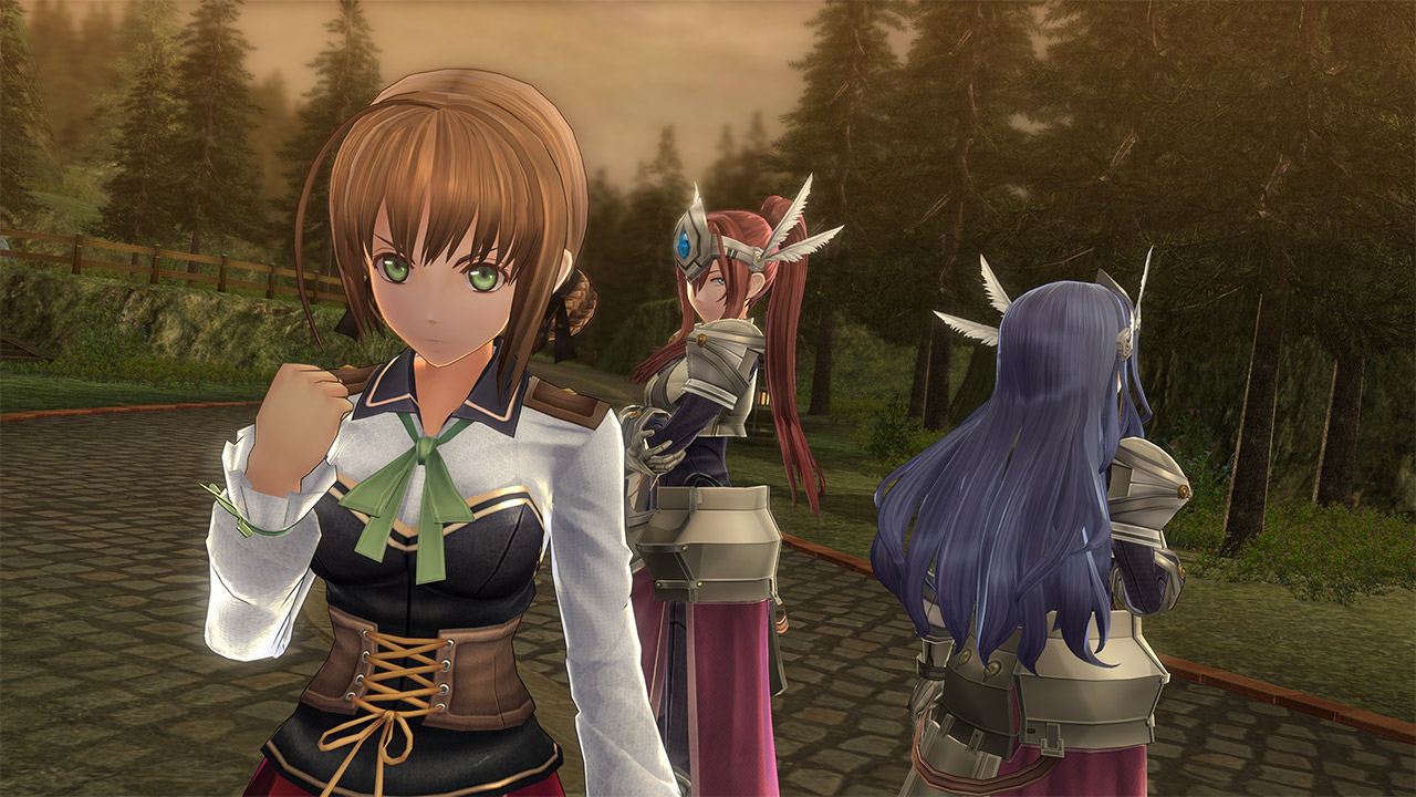 Pre-production screenshot with Duvalie in personal clothing in front of Ines and Ennea