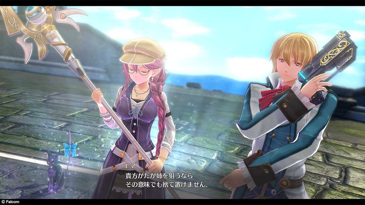 Promotional screenshot of Emma with Olivert Reise Arnor in Trails of Cold Steel III