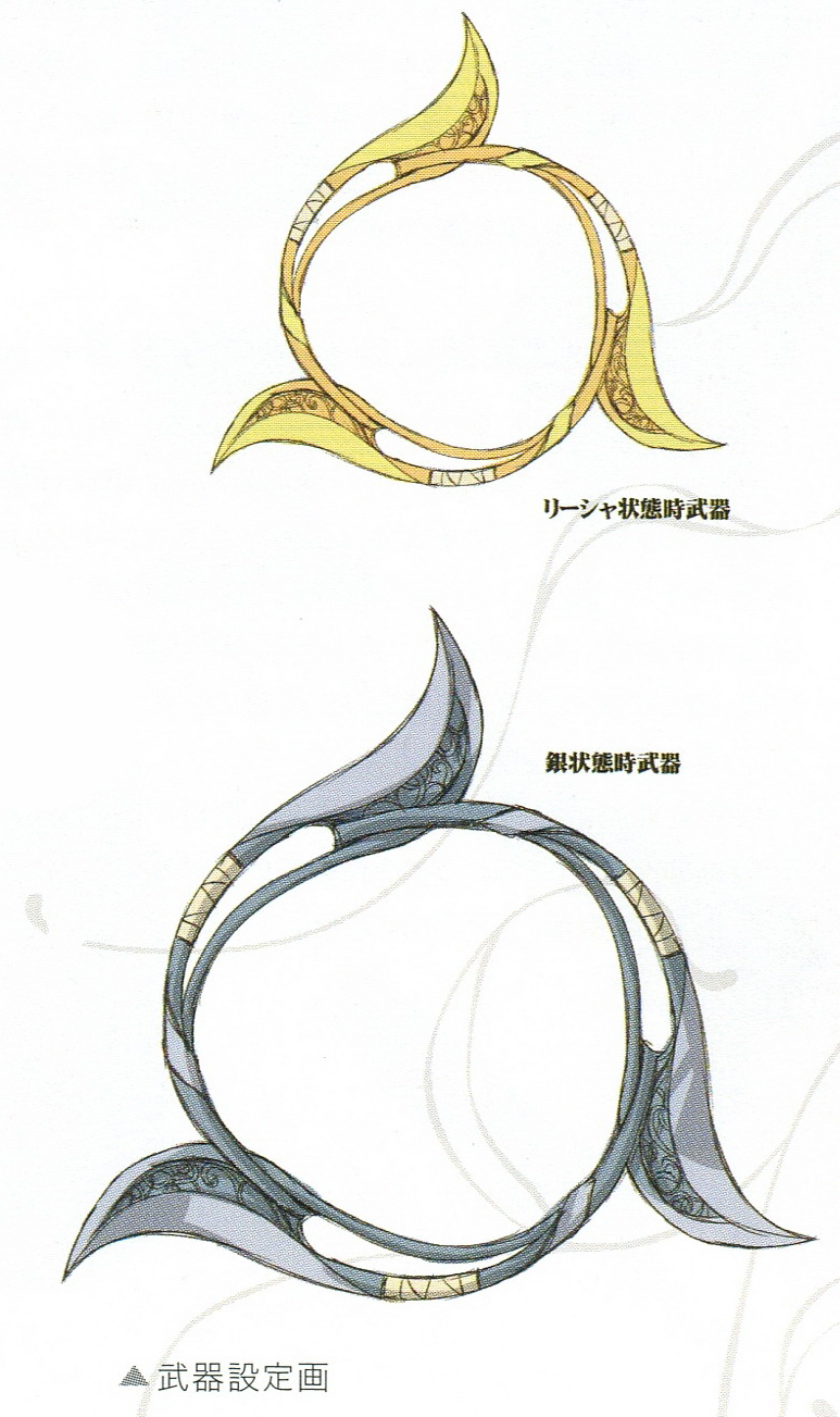 Concept art for Rixia's weapons
