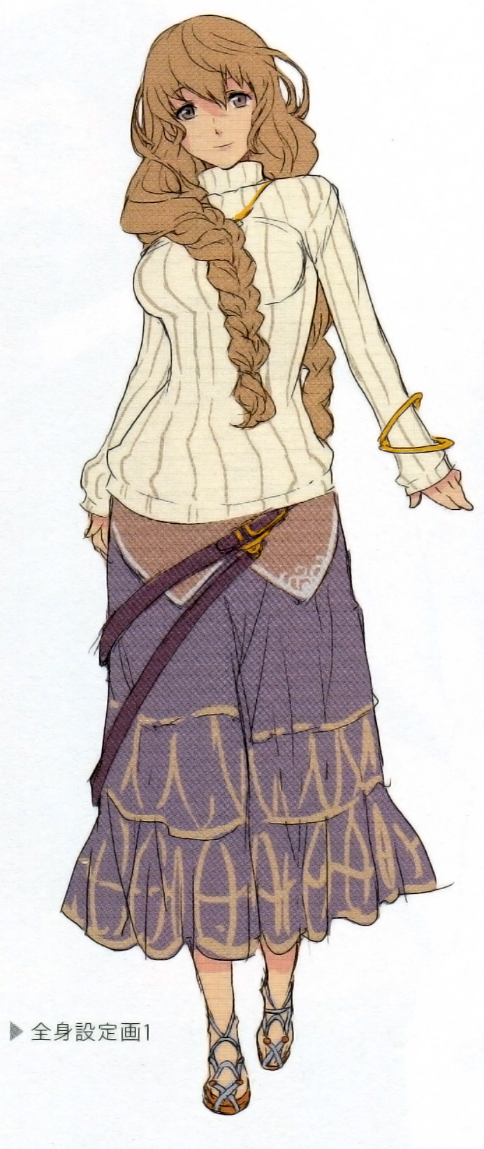 A full-length sketch of Cecile