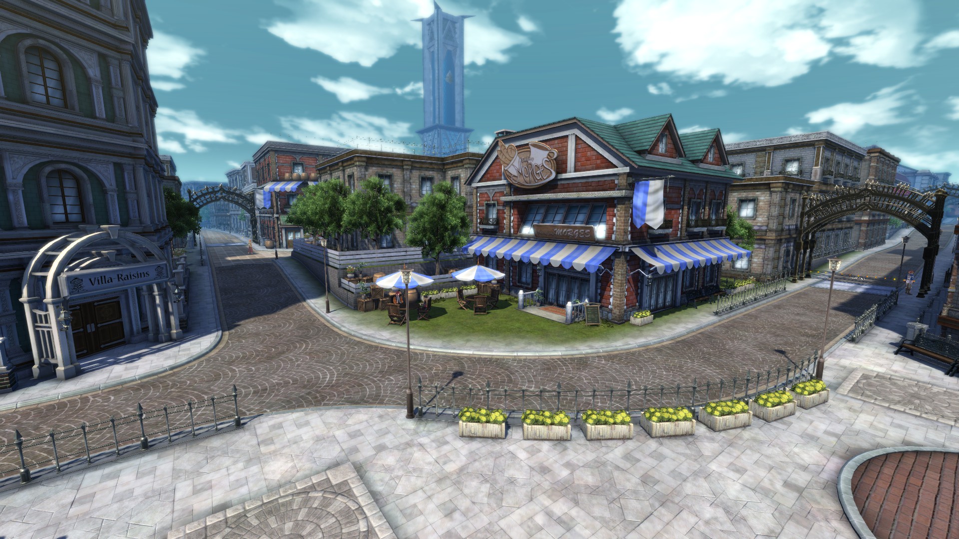 Wide shot of West Street