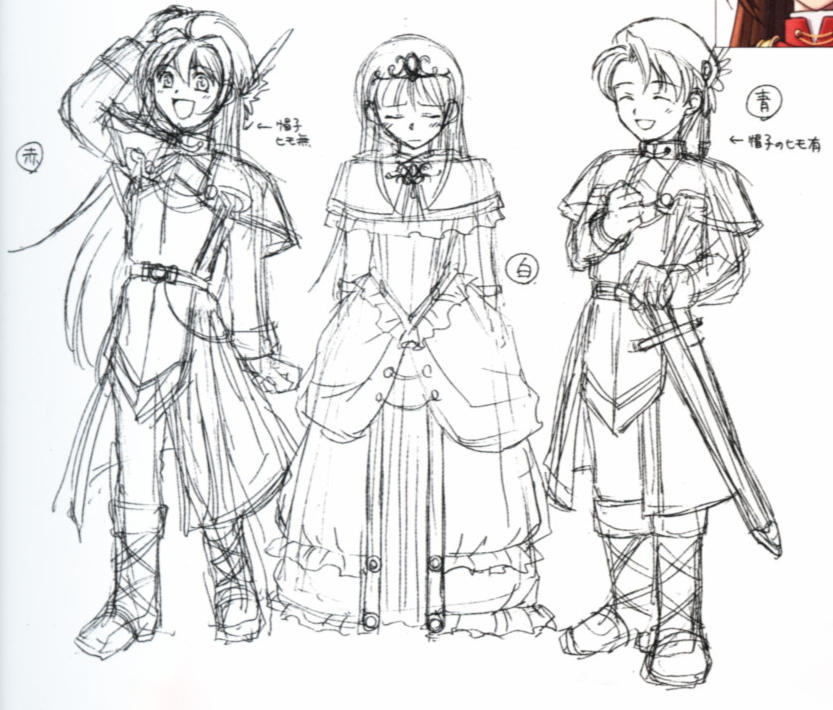 Concept art of Estelle as Oscar, Joshua as Cecilia and Kloe as Julian for Madrigal of the White Magnolia