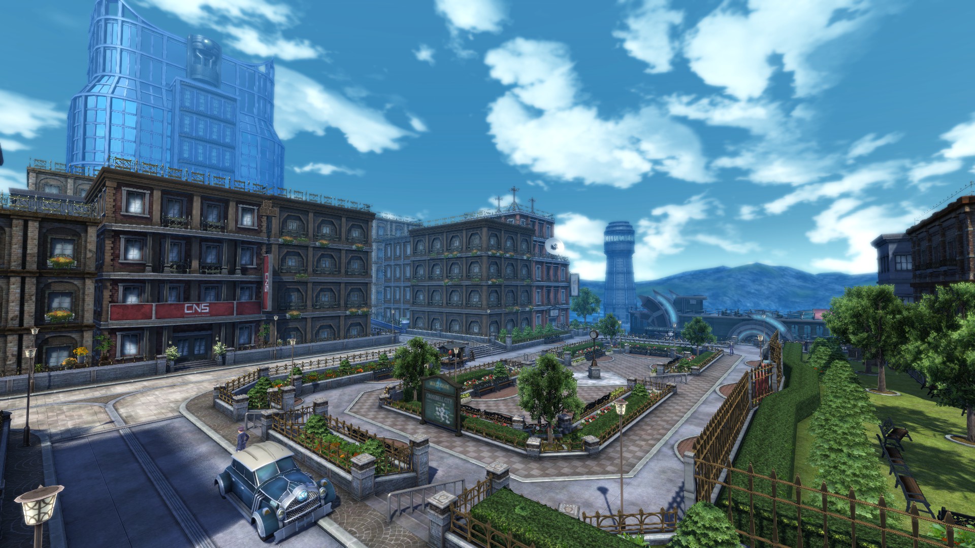 Wide shot of Harbor District