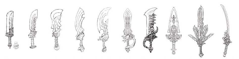 Nayuta's one-handed swords concept art