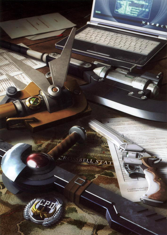 Official artwork of Tio and the SSS' weapons