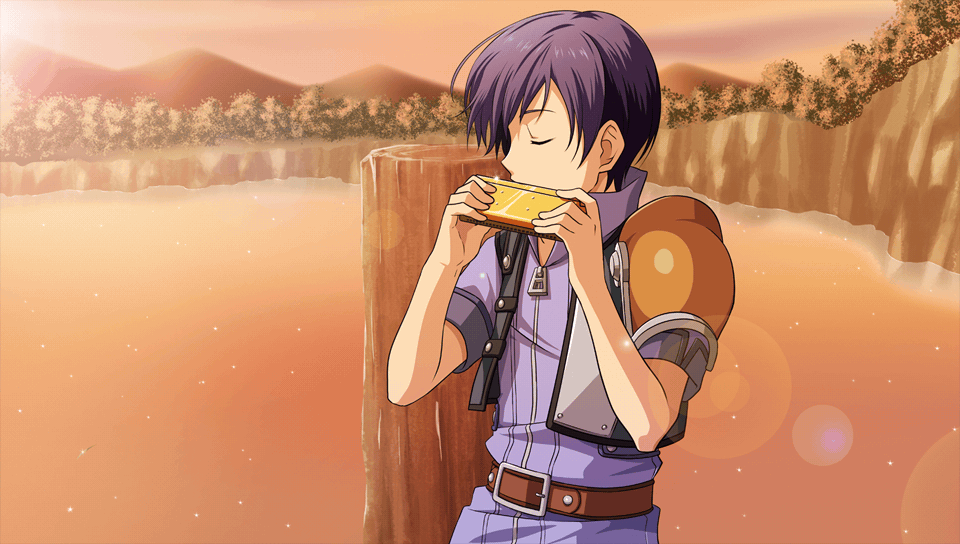 "Joshua playing harmonica at the lakeside"