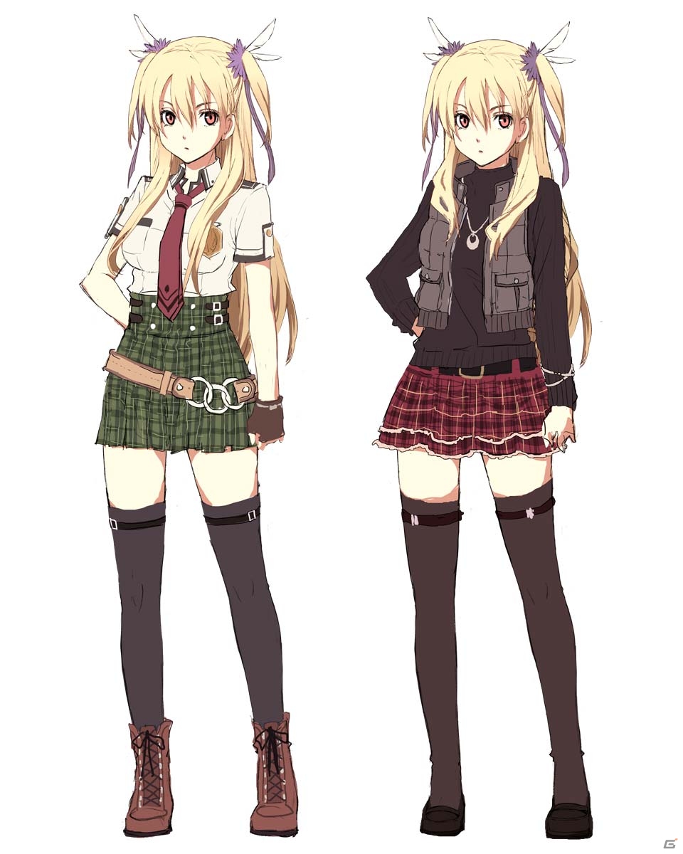 Alisa's vestless uniform and casual clothing.